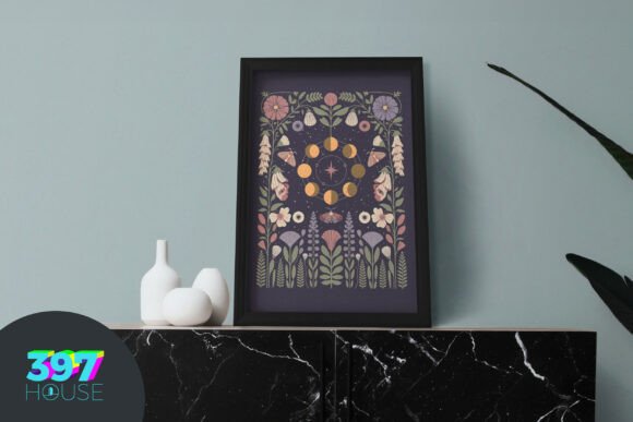 Download Celestial Moon Phases Botanical - Moon phases Collection