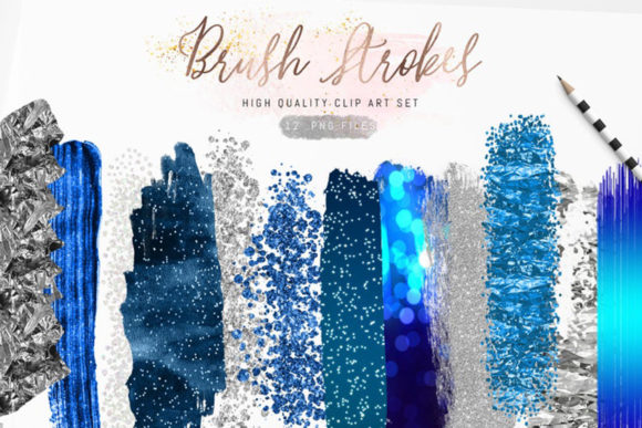 Download Blue Metallic Brush Stroke Clipart - Metallic brush Collection