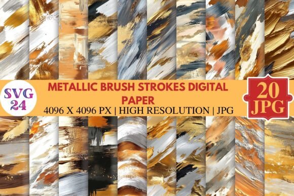 Download Metallic Brush Strokes Digital Paper - Premium Resources