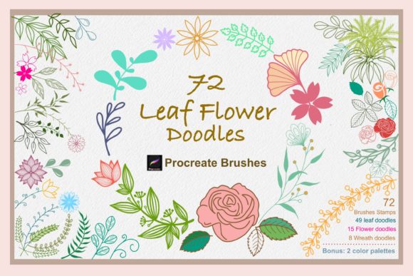 Download Procreate Brushes Leaf Flower Doodles - Premium Resources