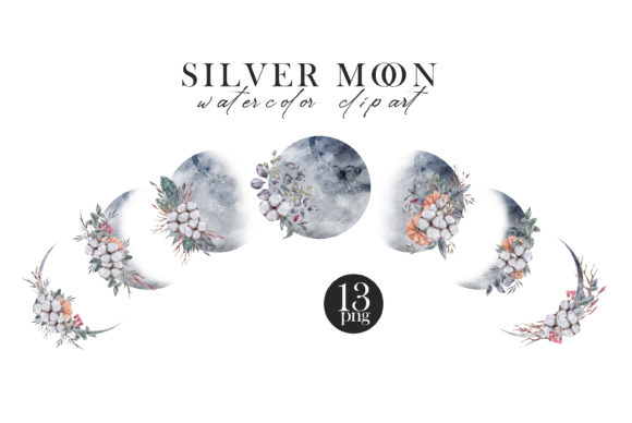 Download Watercolor Moon Phases Clipart - Moon phases Collection